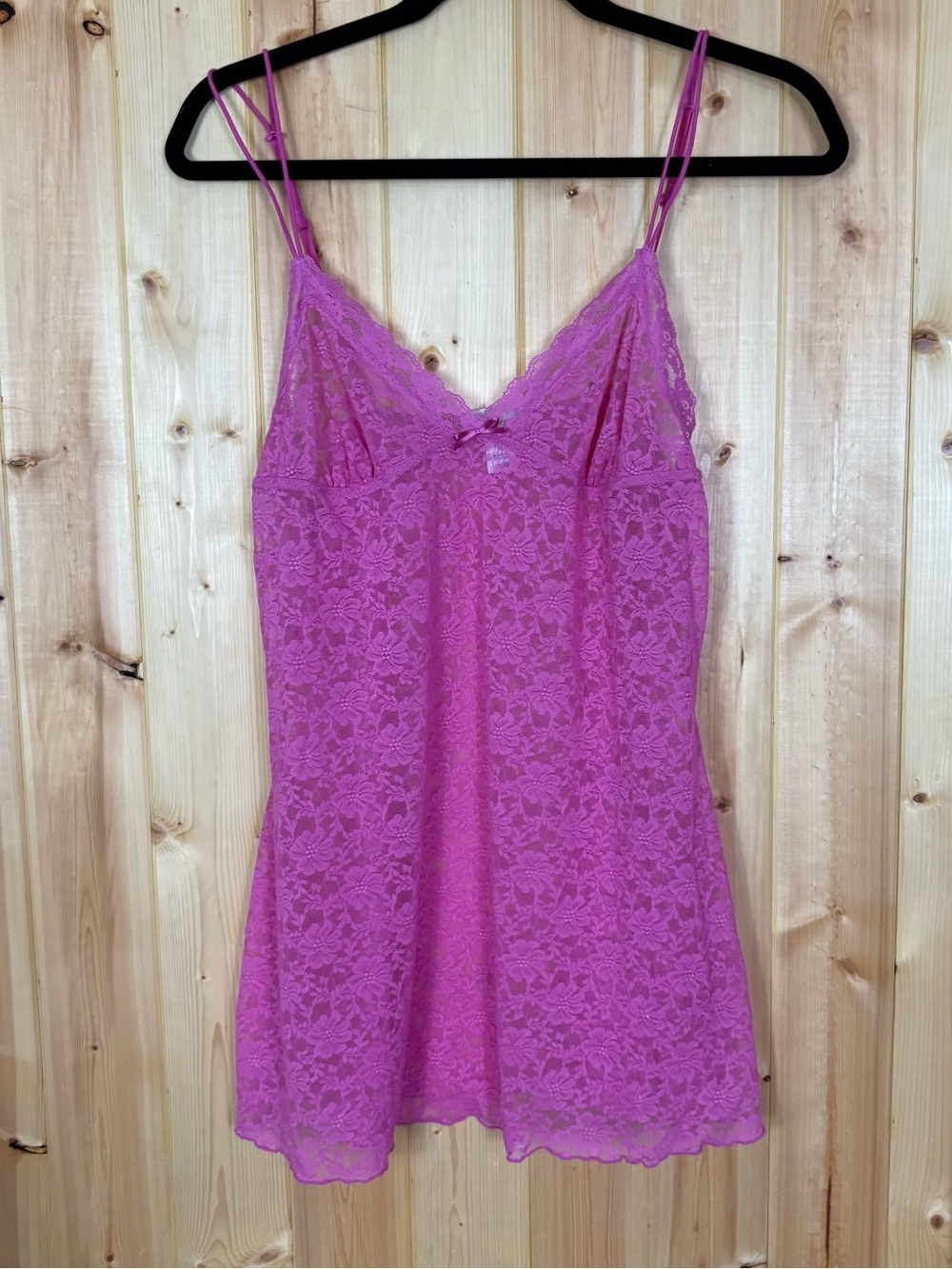 Y2K La Senza Babydoll Slip Pink Floral Lace Trim Double Strap Lingerie coquette